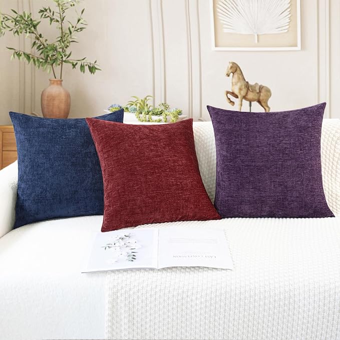 CaliTime Decorative Couch Throw Pillow Covers 18 X 18 Inches Plum Purple