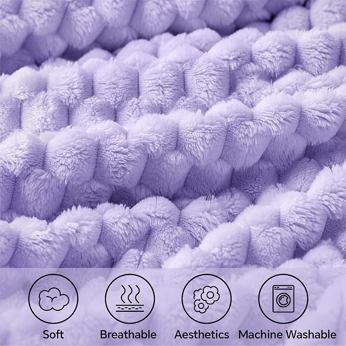 BEDELITE Lavender Throw Blanket for Couch, Soft Cozy Gifts for Women, 50*60 | 3D Jacquard Decorative Fleece Blanket, Super Soft Plush Throw, Cute Birthday Gift for Women & Men, Suitable for All Seasons