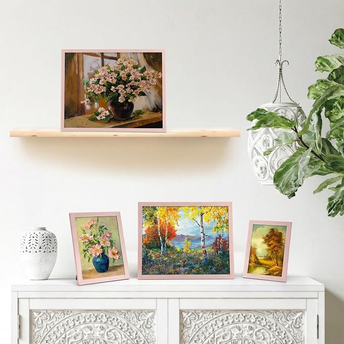 Giftgarden 16 Pack Pink Picture Frames for Multi Sizes Photos, Assorted Frame Set Including 2pcs 11x14, 2pcs 8x10, 6pcs 5x7, 6pcs 4x6, Gallery Photo Collage Frame for Wall or Tabletop Display