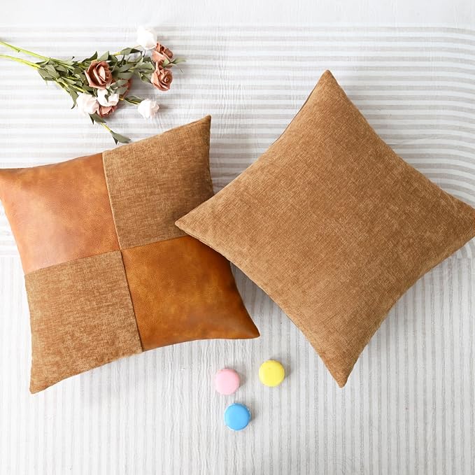 CaliTime Decorative Couch Throw Pillow Covers 20 X 20 Inches Apricot Brown