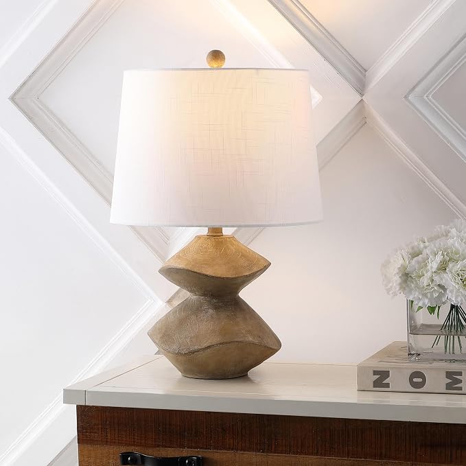 JONATHAN Y Laken 21.5" 2-Stack Cairn LED Table Lamp, Brown Wood Finish