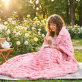 Lotus Karen Faux Fur Throw Blanket, 900 GSM Dual-Sided Soft Ruched Fluffy Blanket for Couch, Cozy Fuzzy Plush Throw Gifts for Women Man Bedroom Living Room (Tie-Dye Pink, 50"x60")