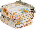 MSGKV Boho Throw Blanket 50"x60" 100% Cotton Floral Blanket Couch Decor | Muslin Blanket, Floral Pattern, Chair Throw, Summer Breathable, Lightweight, Farmhouse Decor, Home Decor, Machine Washable