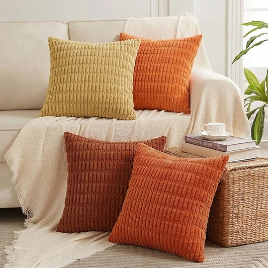 Fancy Homi 4 Packs Decorative Throw Pillow Covers for Living Room Couch Bed, Modern Farmhouse Boho Home Décor Accent Cushion Case, 14" x 14", Burnt Orange Series