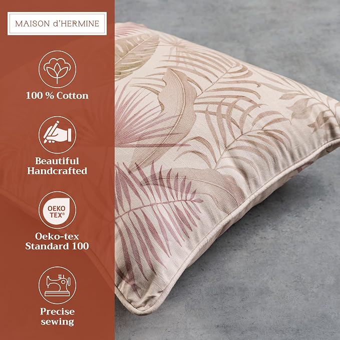 Maison d' Hermine Throw Pillow Covers 100% Cotton (20" x 20" - Pack of 1)