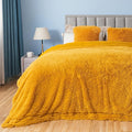 GONAAP Fuzzy Faux Fur Queen Blanket for Couch, Mustard Yellow, 90"x90" | Warm Cozy Plush Shaggy Decorative Reversible Thick Non-Heated Fleece Blanket for Sofa Bed, Gift for Women Men, All Season Use