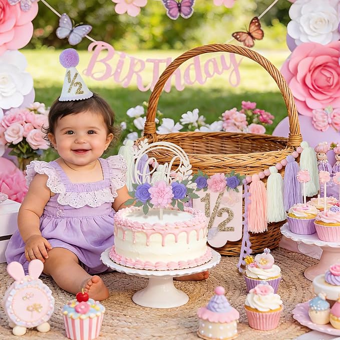 1/2 Birthday Girl Baby Girl 6 Month Birthday Half way To One Decorations