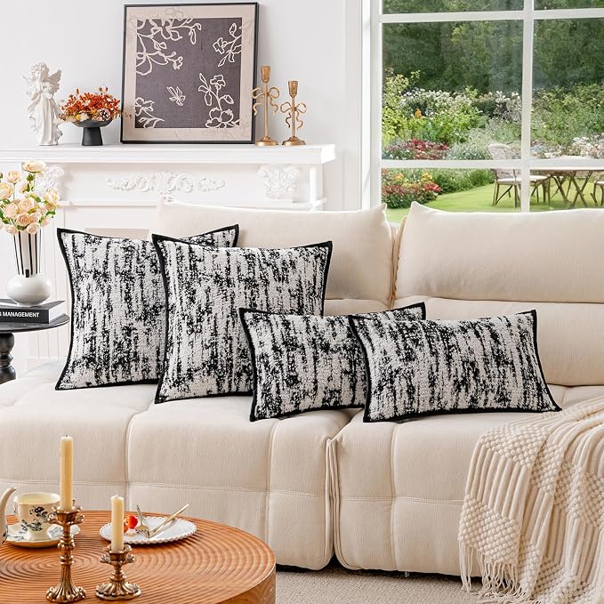 Tie-Dye Textured Lumbar Pillow Covers 20x12 Inch Set of 2 Boho