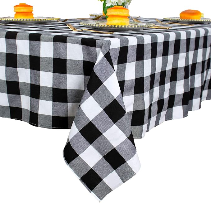 ShinyBeauty Checked Tablecloth Rectangle 54x80-Inch Black and White Buffalo Plaid Tablecloth Washable Check Table Cover Gingham Tablecloths for Dining Room Rustic Table Linen Christmas