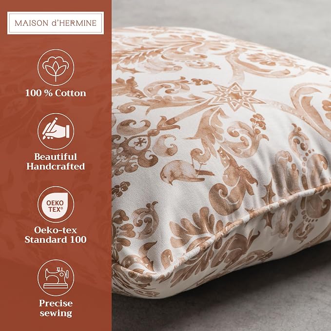 Maison d' Hermine Throw Pillow Covers 100% Cotton (20" x 20" - Pack of 1)