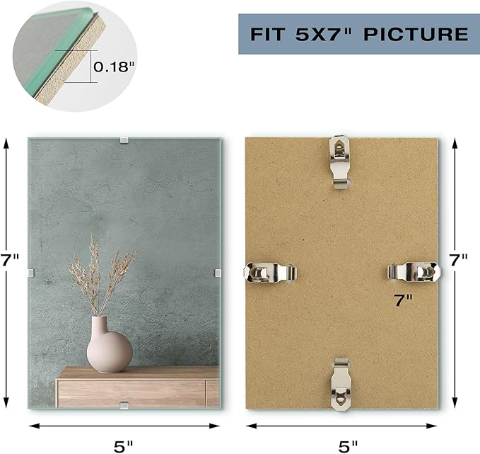 Golden State Art, 5x7 Glass Clip Picture Frame 3 Pack