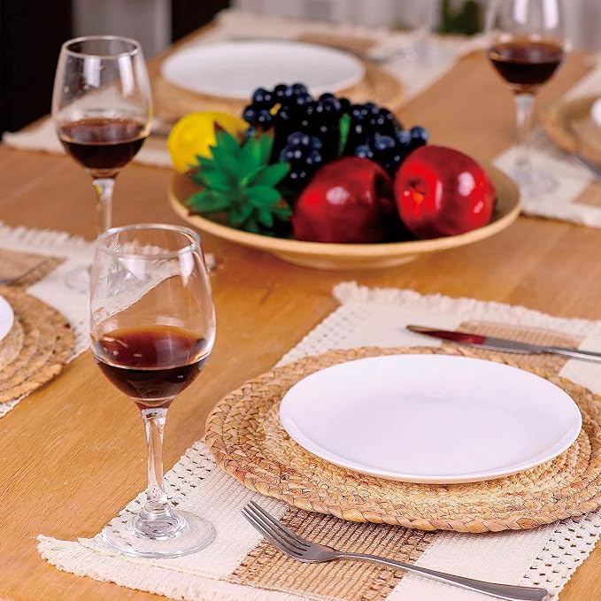Placemats Set of 6 with 6 PCs Round Placemats and 6 PCs Table Mats | Natural,Handmade,Boho Woven Placemat,Burlap Table Placemats,Heat Resistant for Kitchen and Dining Table Farmhouse Décor