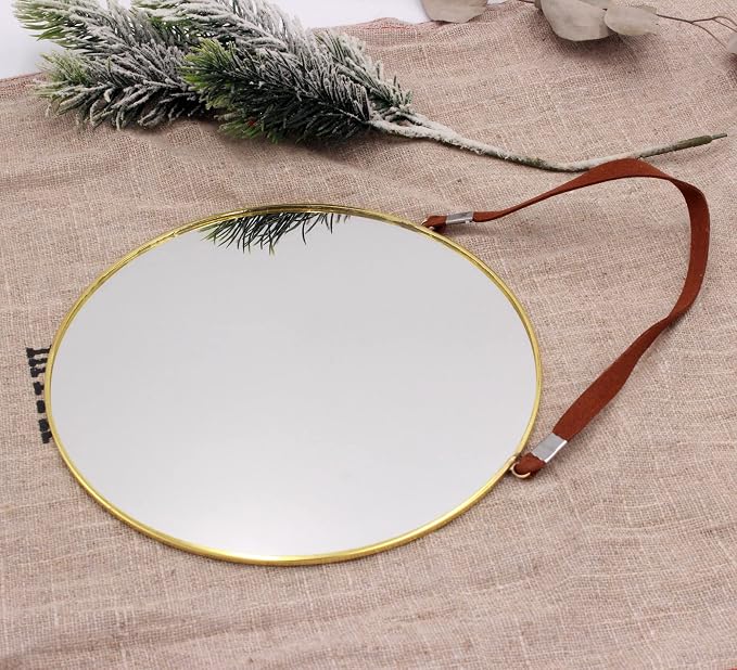 Funerom 8 inch Small Decorative Wall Mirror,Round,Gold | Mirror for Entryways Washrooms Living Rooms