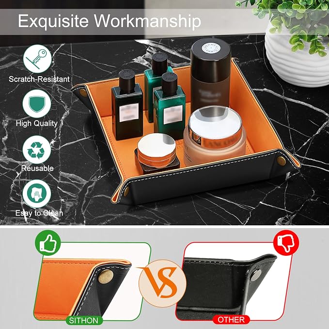 SITHON Valet Tray Desktop Storage Organizer Nightstand Caddy Holder