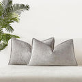 JUSPURBET Grey Chenille Lumbar Throw Pillow Covers 16x24 inch Set of 2 Decorative Soft Textured Cushion Cases for Living Room Sofa Couch Bed Solid Home Decor Broadside Pillowcases