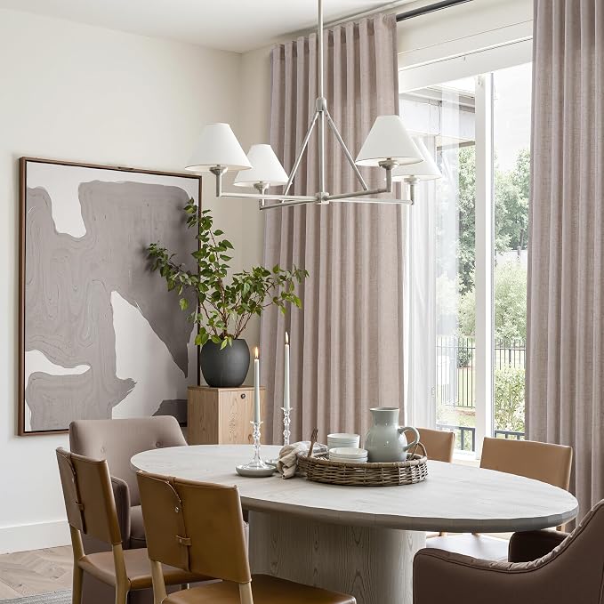 Linen Curtains 96 Inches Long for Living Room Back Tab Semi Sheer Floor to Ceiling 8ft Light Filtering Curtain Boho Farmhouse Decor Window Drapes for Bedroom 52x96 2 Panels Brownish Grey