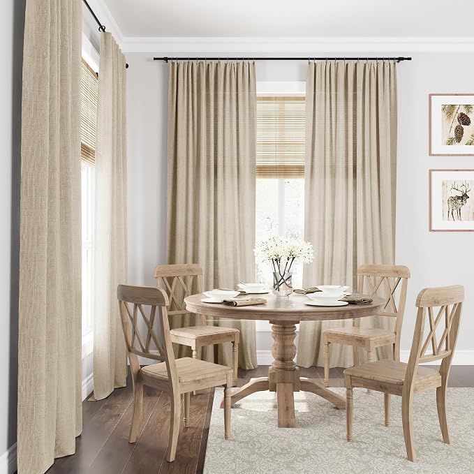 Taupe Burlywood Linen Curtains 108 Inches Long Rod Pocket Semi Sheer Dining Room Cozy Bedroom Decor Cotton Look Country Rustic Farmhouse Boho Curtains 2 Panel Set,52x108