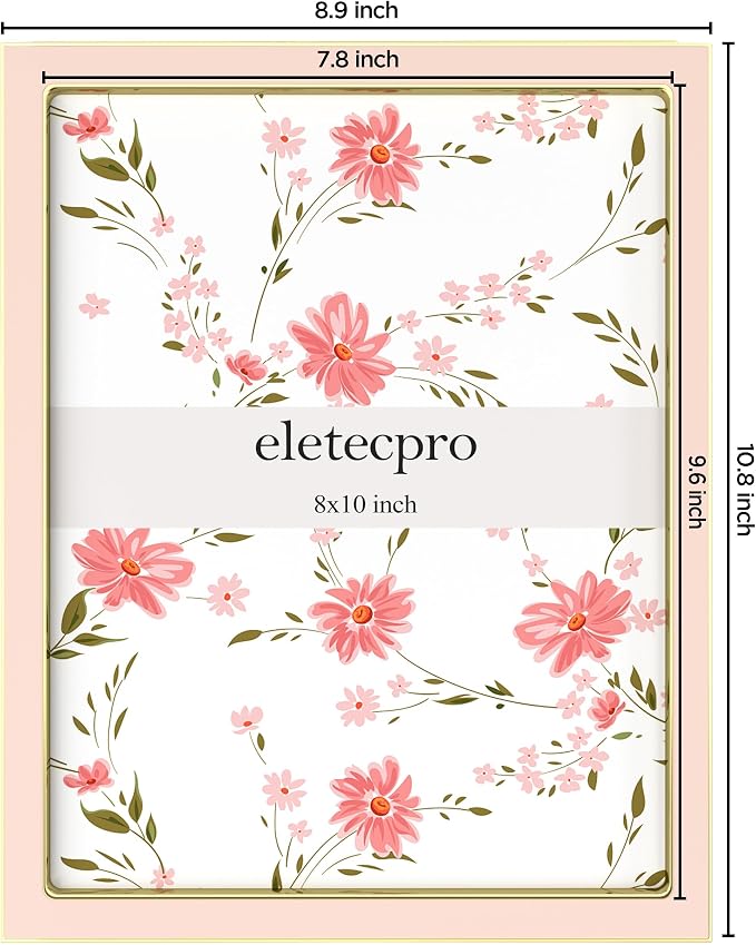 eletecpro 8x10 Enamel Picture Frame with Real Glass Cover, Pink, 1-Pack