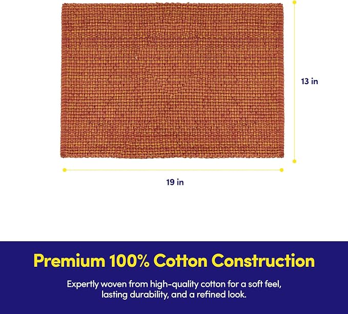 Sweet Home Collection 100% Cotton Placemats for Dining Room Rectangle Two Tone Woven Fabric 13" x 19" Soft Durable Table Mat Set, Set of 4, Rust