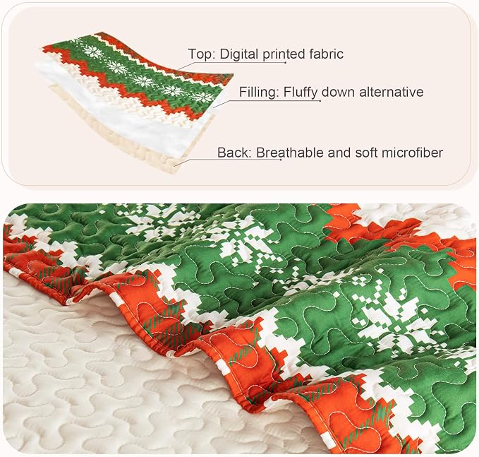 Whale Flotilla Patchwork Quilts Twin Size, Extra Soft Floral Bedspreads | Happy Snowflake Reversible Lightweight Twin Quilt Bedding Set for Bed, Printed Coverlets with 1 Pillow Sham for All Seasons