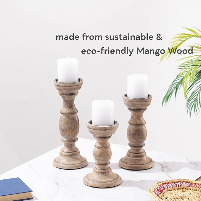 JFY Designs Everwood Candle Holders for Pillar, Farmhouse Fireplace Décor