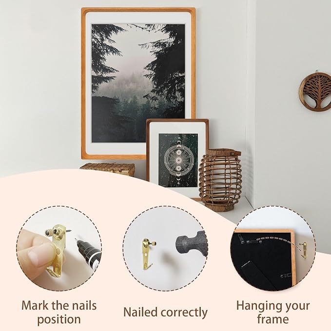 Square 12x12 Picture Frame with Mat for 8x8/10x10, USA-Sourced Natural Teak Wood Handcrafted Rounded Corner with Real Glass, Vertical or Horizontal Display Photo Gallery Wall Mounting Frame