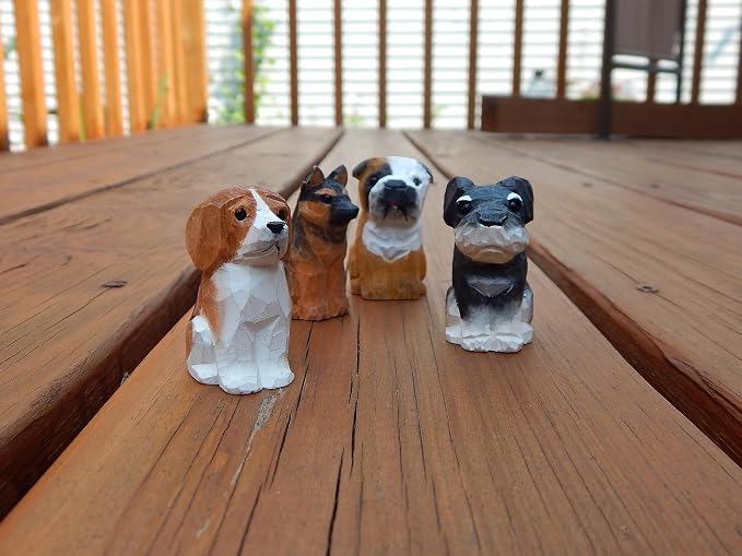 Selsela Hand-Carved Black Lab Figurine - Retriever Wooden Dog Puppy Figurine, Handcrafted Statue, Unique Dog Lover Gift & Home Decor Accent