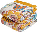 MSGKV Boho Throw Blanket 90"x90" Summer Cotton Floral Blanket for Couch | 100% Cotton Muslin, Floral Throw Blanket, Reversible Weave, Soft & Breathable, Everyday Home Comfort, Machine Washable