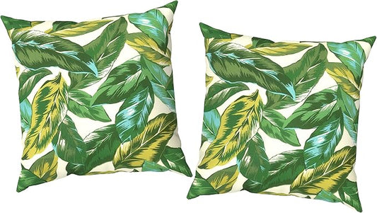 Outdoor Pillow Covers Waterproof 20x20 Inch Set of 2 Lush Leaf Jungle Decorative Outside Patio Furniture Cushion Cases Decor for Porch Garden