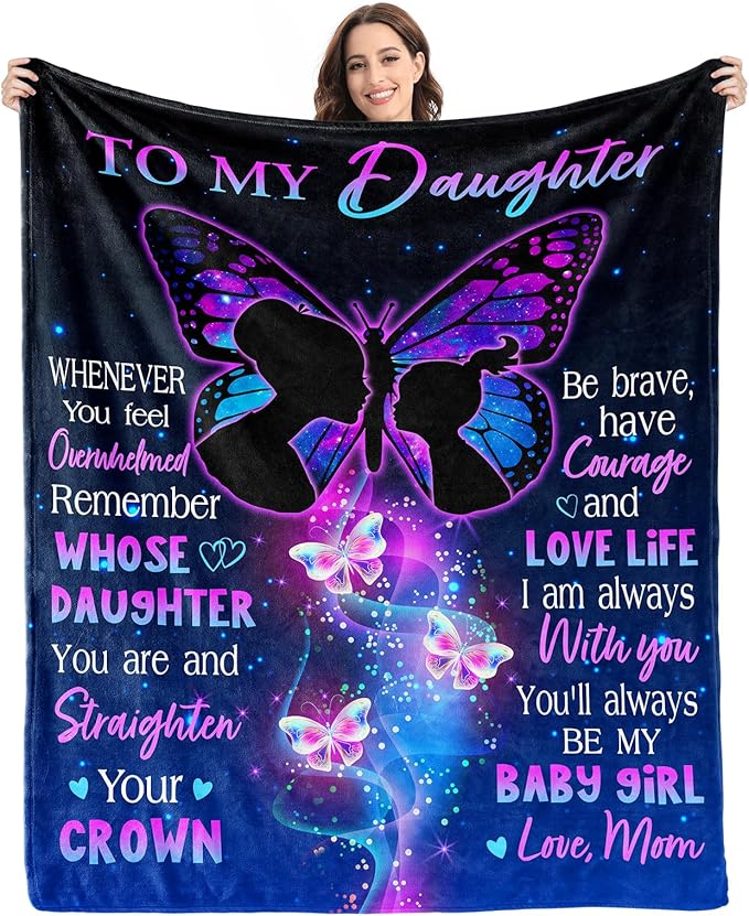 Daughter Gifts from Mom, Daughter Difts, Daughter Birthday Graduation Christmas Valentines Mothers Day Wedding Gifts, Soft Throw Blanket 60inx50in