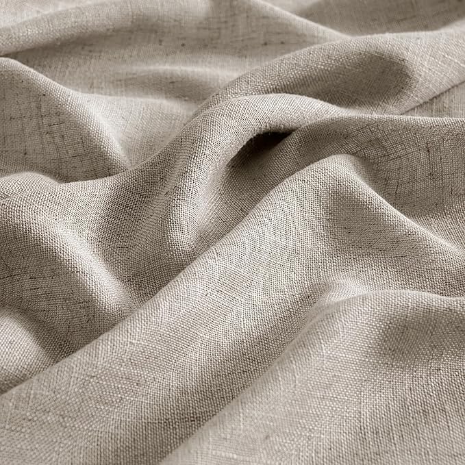 MIULEE Burlywood Birch Linen Curtains 52x63 Inch Long 2 Panels for Bedroom | Living Room, Soft Linen Textured Window Drapes, Semi Sheer, Light Filtering, Back Tab, Rod Pocket, Farmhouse Burlap