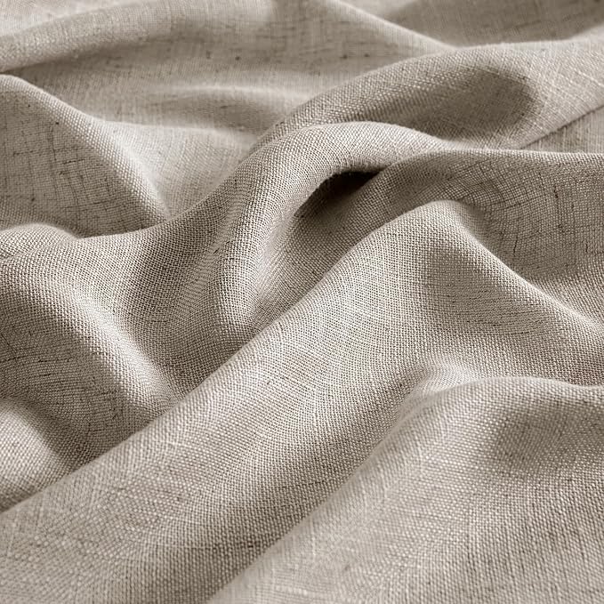 MIULEE Burlywood Birch Curtains 52x84 Inch Long 2 Panels for Bedroom | Living Room, Soft Linen Textured Window Drapes, Semi Sheer Light Filtering, Back Tab Rod Pocket, Farmhouse Burlap Look Decor