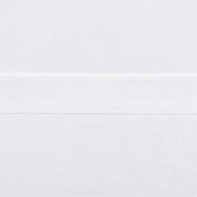 DWCN White Sheer Curtains, Linen Look Semi Transparent Voile Grommet Top Solid Lightweight & Airy Gauzy Short Curtains & Drapes for Living Dining Room Drapes W52 x L45 Inch Long, Set of 2 Panels