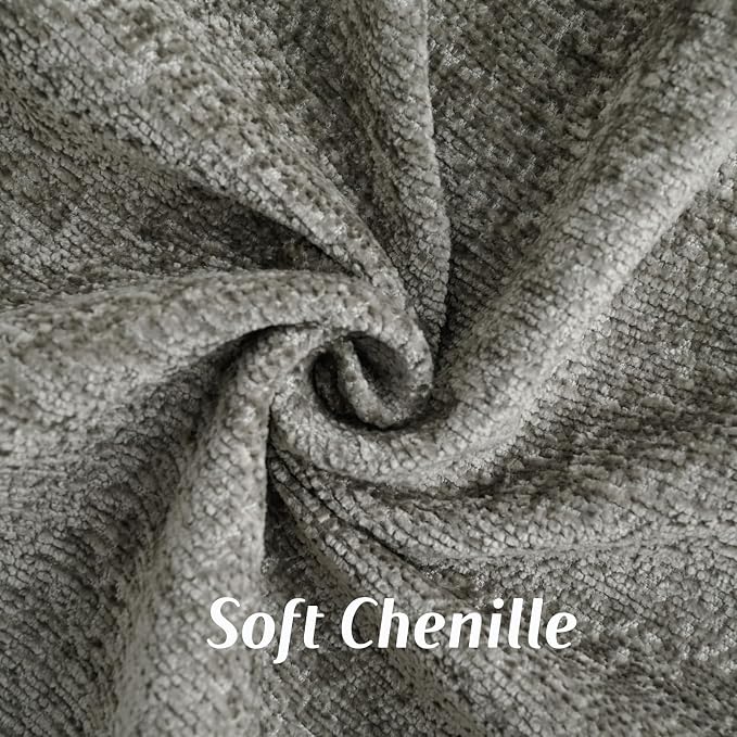 FUTEI Pack of 2 Chenille Soft Throw Pillow Covers 12x20 Inch, Grey