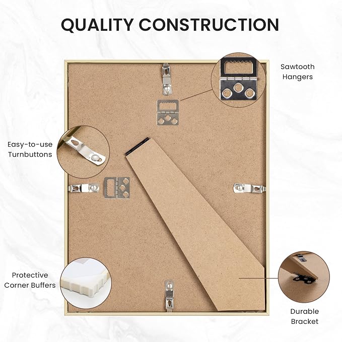 8x10 Photo Frame Gold, Aluminum Metal 8 x 10 Frame with Removable Mat, 8 by 10 Gold Picture Frame Matted to 5x7 Photo, Real Tempered Glass for Home and Office Gallery Wall, 1 Pack