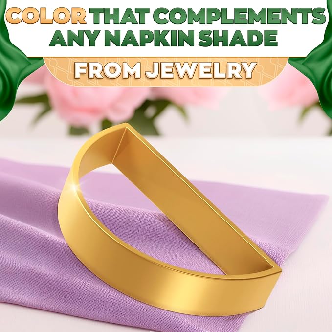 Gold Napkin Rings Set of 10, Modern Semicircle Holders for Weddings | Semicircle Metal Holders Add Elegance to Dining and Dinner Party Tables - Reusable Gold Rings Suit Modern or Formal Settings