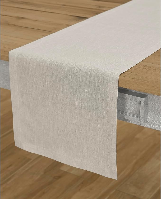 Solino Home 100% Pure Linen Table Runner Natural Long, Athena 14 x 156 in | a graceful centrepiece for dining and gatherings, European flax fibres, gift ready packaging, soft, fine, OEKO-TEX Certified
