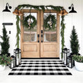 SEEKSEE Buffalo Plaid Outdoor Rug 3' x 5' Black and White Front Door Mat, Layering Rug for Porch, Washable Doormat, Cotton Area Rug for Outdoor Entrance Entryway Patio Porch Decor