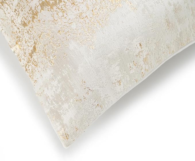THE-TINOART Cream Champagne Metallic Jacquard Pillow Covers 20x20 Pack of 2 Velvet Back Modern Glam Sofa Decor