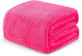 Exclusivo Mezcla Soft Waffle Fleece Bed Blanket Twin XL Size, Hot Pink | Lightweight Plush Blanket for Bed, Couch, Sofa, Cozy Fluffy Design for Bedroom, Guest Room, All Season, 90x66 Inches