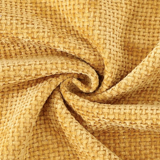 MADIZZ Decorative Chenille Velvet Throw Pillow Covers Set of 2 Soft Boho Textured Neutral Couch Throw Pillow for Bed Modern Farmhouse Home Decor for Sofa Livingroom Yellow 20x20 Inch