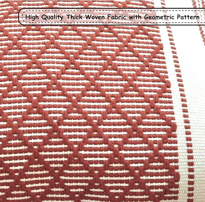 Decorative Boho Throw Pillow Covers with Tassels (Maroon & Off White, 20x20 inch - Pack of 2) / Designer Cushion Covers for Sofa, Bed/Farmhouse Accent Cotton Woven Pillow Cases Burgundy