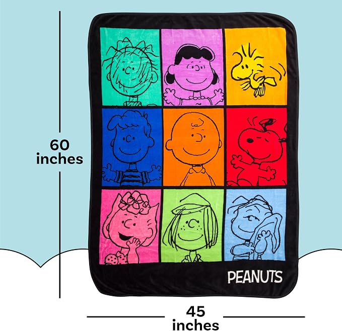 Silver Buffalo Peanuts Pig-Pen Lucy, Fleece Throw Blanket, 45x60in | Woodstock, Schroeder, Charlie Brown, Snoopy, Sally, Peppermint Patty, Linus, Soft and Cozy, 250 GSM