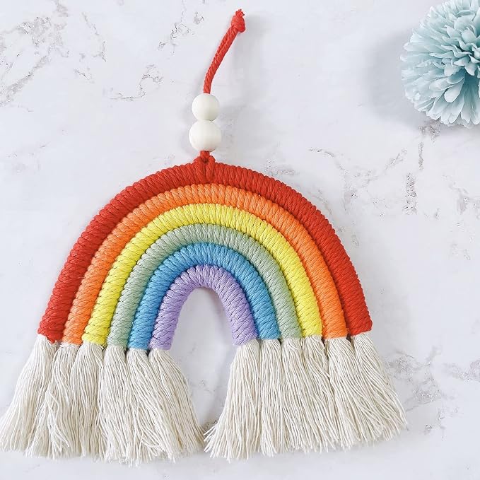 1PCS Colorful Rainbow Wall Decor - Handmade Weaving Ornament Pendant Decoration Wall Decor Hanging Home Decoration(Red)