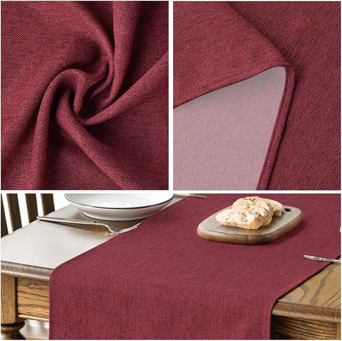 Artoid Mode Dark Red Table Runner, Seasonal Christmas Valentine's Washable Kitchen Dining Table Decoration for Home Party Decor 13x60 Inch