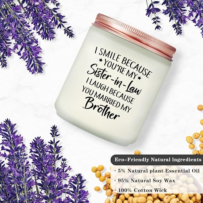 Maybeone Mothers Day Gifts for Sister in Law - Birthday Christmas Valentines Day Wedding Gifts for Sister in Law - Lavender Scented Candle