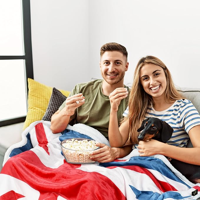 Catalonia Union Jack Blanket, British Flag Throw Blanket, England UK Gifts, Soft Cozy Fleece Blanket for Home, Sofa, Bed, British Gift for Men, Women, Kids, 50X60 inch