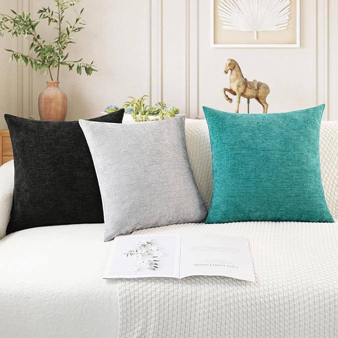 CaliTime Decorative Couch Throw Pillow Covers 20 X 12 Inches Black