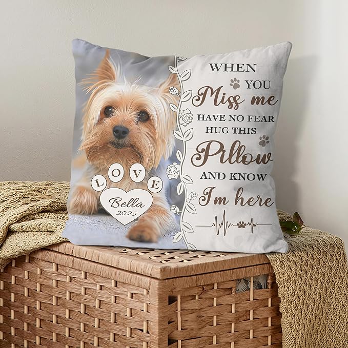 Alienc Personalized Pet Memorial Gifts for Dogs Cats, Custom Pet Memorial Throw Pillow Cover (Optional Pillow Insert), Loss of Dog Sympathy Gift