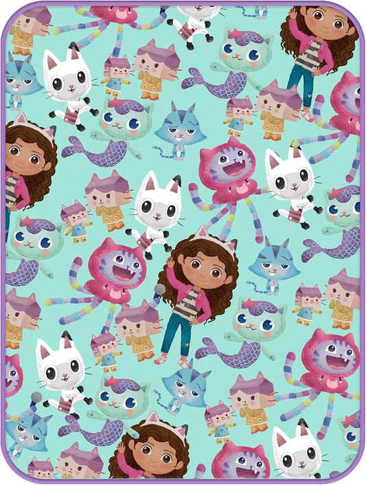 Silver Buffalo Gabby's Dollhouse, Fleece Throw Blanket, 45x60in | Universal, Flannel, Soft and Cozy, 185 GSM